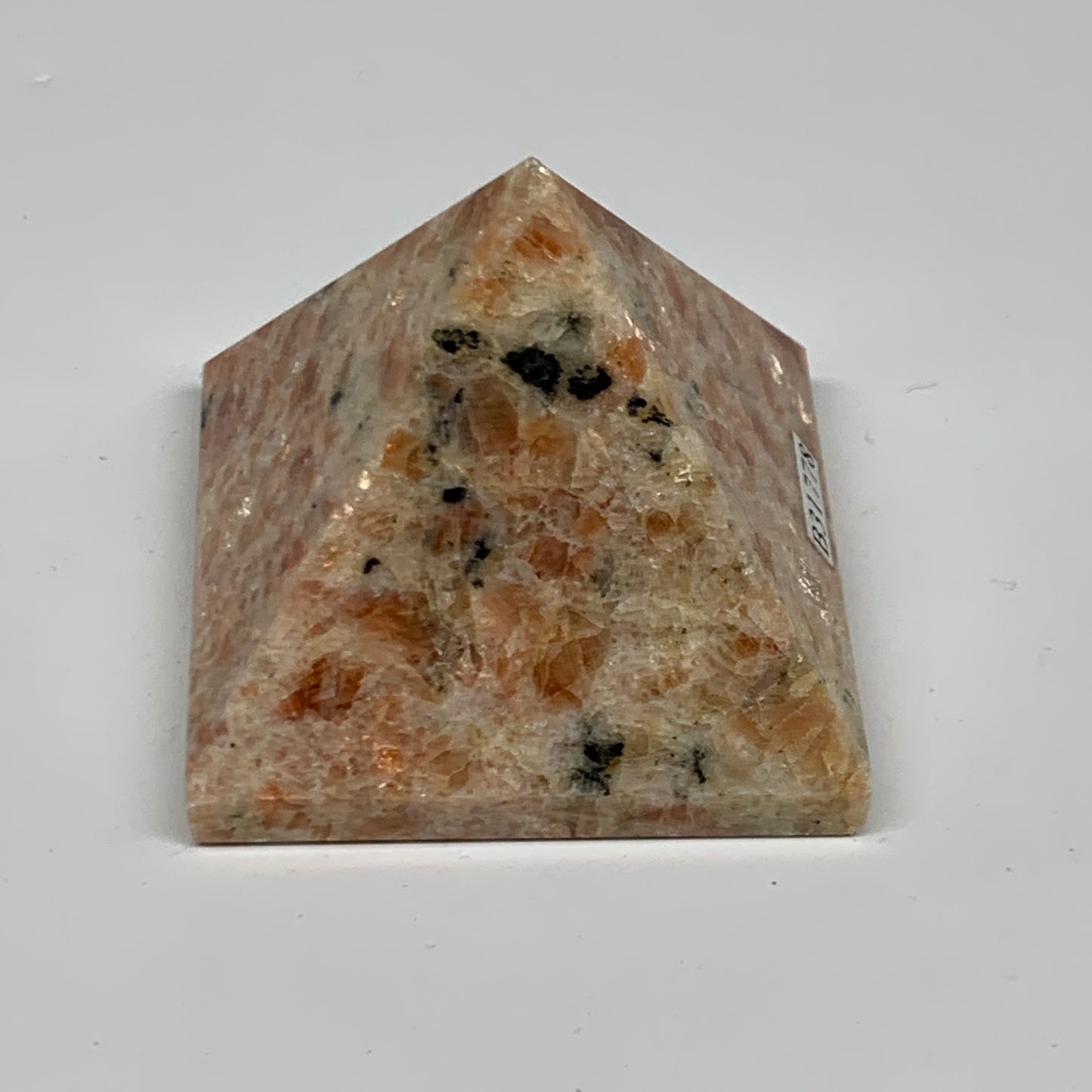 0.33 lbs, 1.8"x2.1"x2.1", Sunstone Pyramid Gemstone, Polished Gemstone, B31778