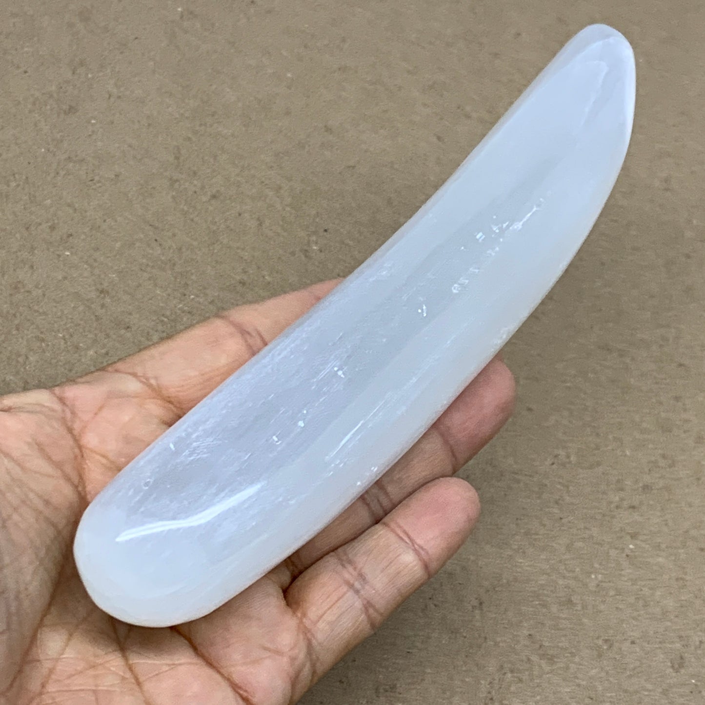 0.60 lbs, 7"x1.3", Natural Solid Selenite Crystal Wand Polished, B36497