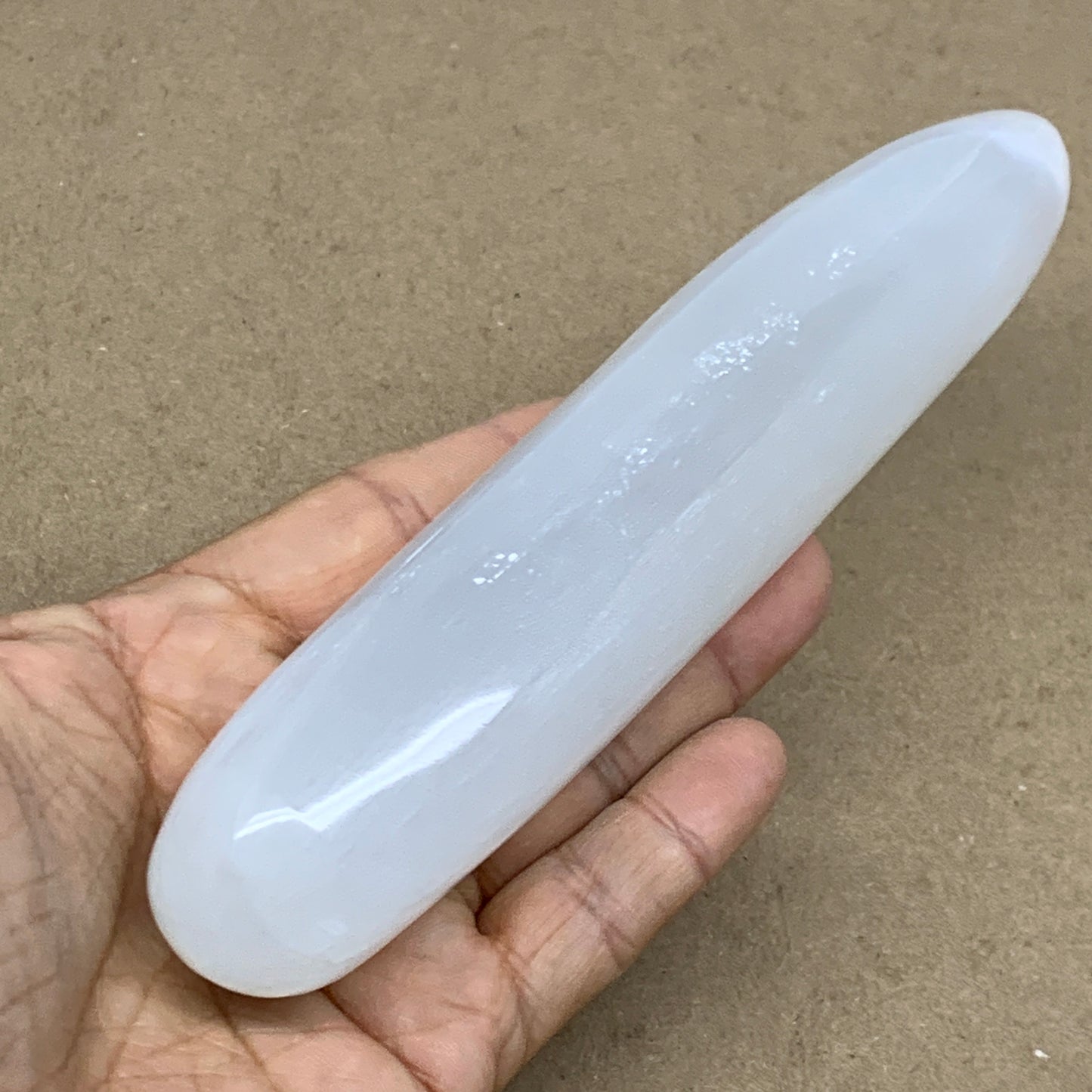 0.60 lbs, 7"x1.3", Natural Solid Selenite Crystal Wand Polished, B36497
