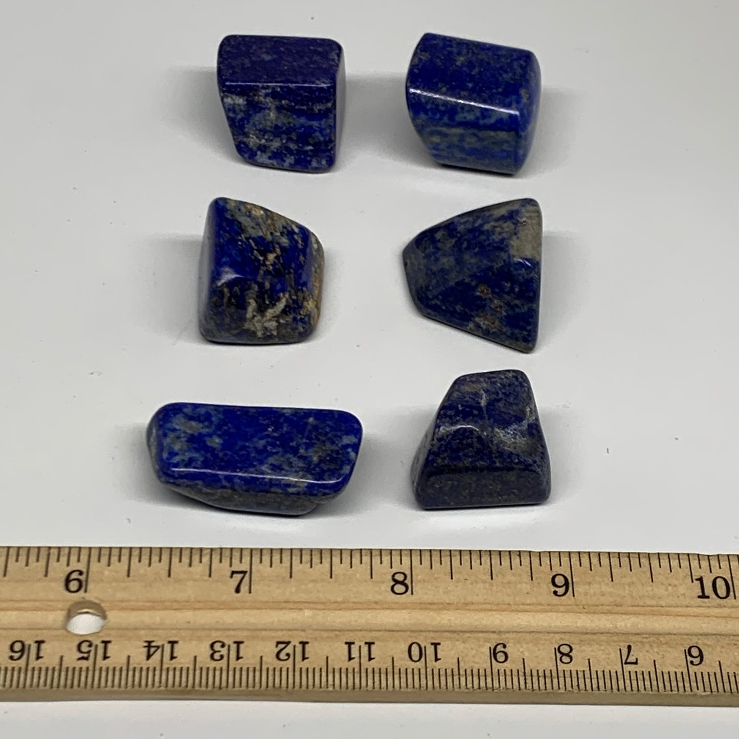 108.4g,0.8"-1.4", 6pcs, Natural Lapis Lazuli Tumbled Stone @Afghanistan, B30236