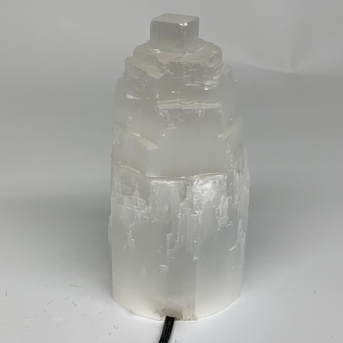 2 lbs, 6"x2.9", Raw Rough Selenite (Satin Spar) Lamp Tower, 6ft Chord, B35863