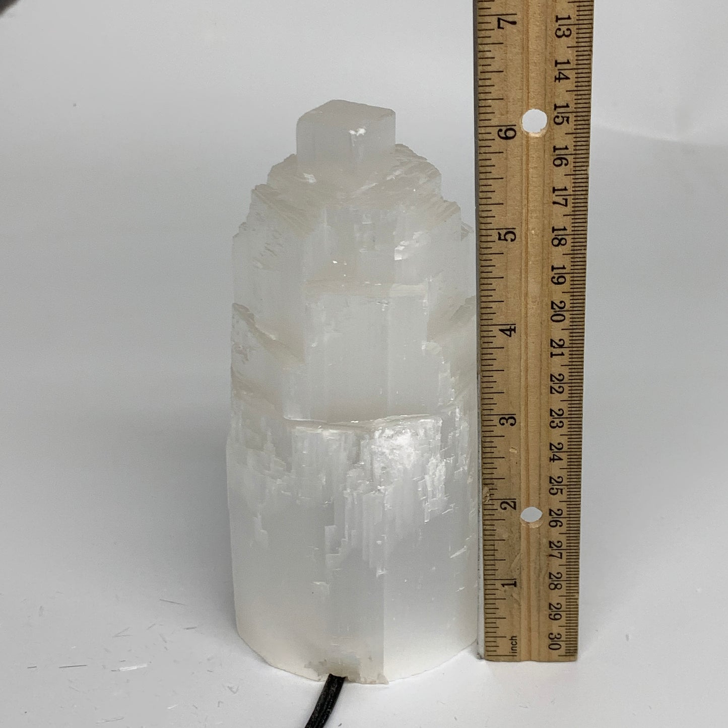 2 lbs, 6"x2.9", Raw Rough Selenite (Satin Spar) Lamp Tower, 6ft Chord, B35863