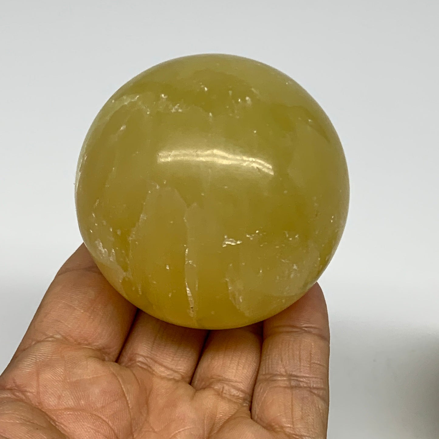 2.2 lbs, 2.3"-2.4", 3pcs Lemon Calcite Spheres Gemstones @Afghanistan, B26022