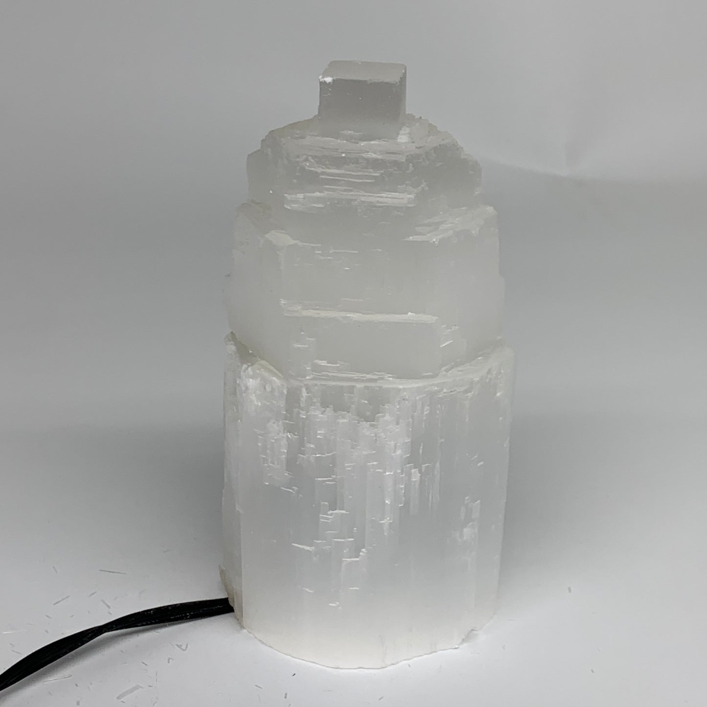 2 lbs, 6"x2.9", Raw Rough Selenite (Satin Spar) Lamp Tower, 6ft Chord, B35863