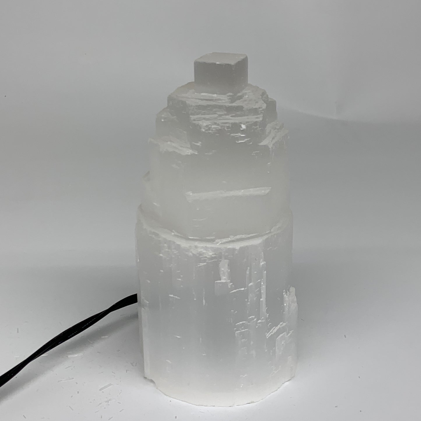 2 lbs, 6"x2.9", Raw Rough Selenite (Satin Spar) Lamp Tower, 6ft Chord, B35863