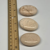 168.4g,1.9"-2.1", 3pcs, Peach Moonstone Crystal Palm-Stone Polished Reiki, B2797