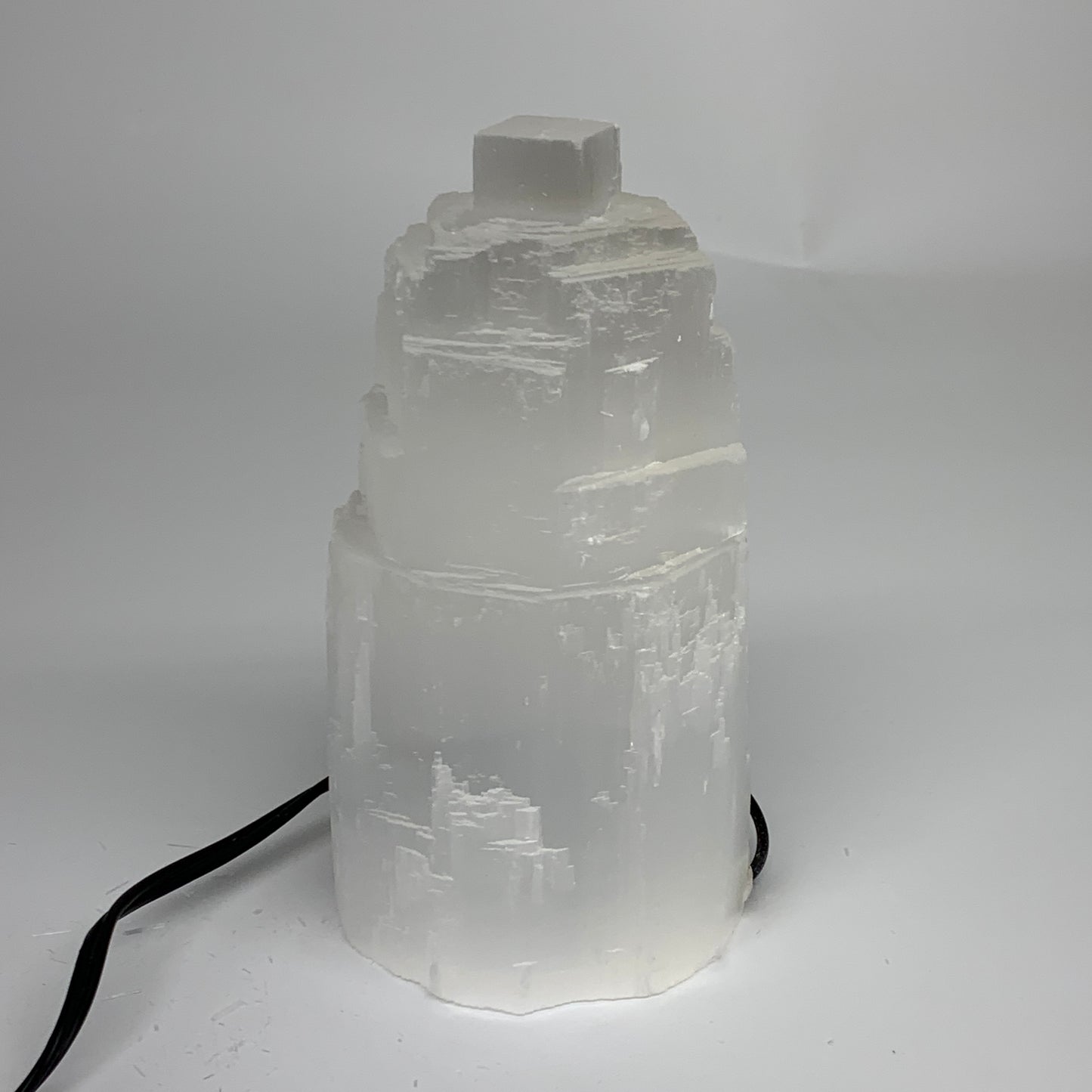 2 lbs, 6"x2.9", Raw Rough Selenite (Satin Spar) Lamp Tower, 6ft Chord, B35863