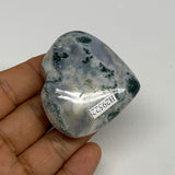 70.8g, 1.9"x2.1"x0.8", Natural Moss Agate Heart Crystal Gemstone @India, B29522