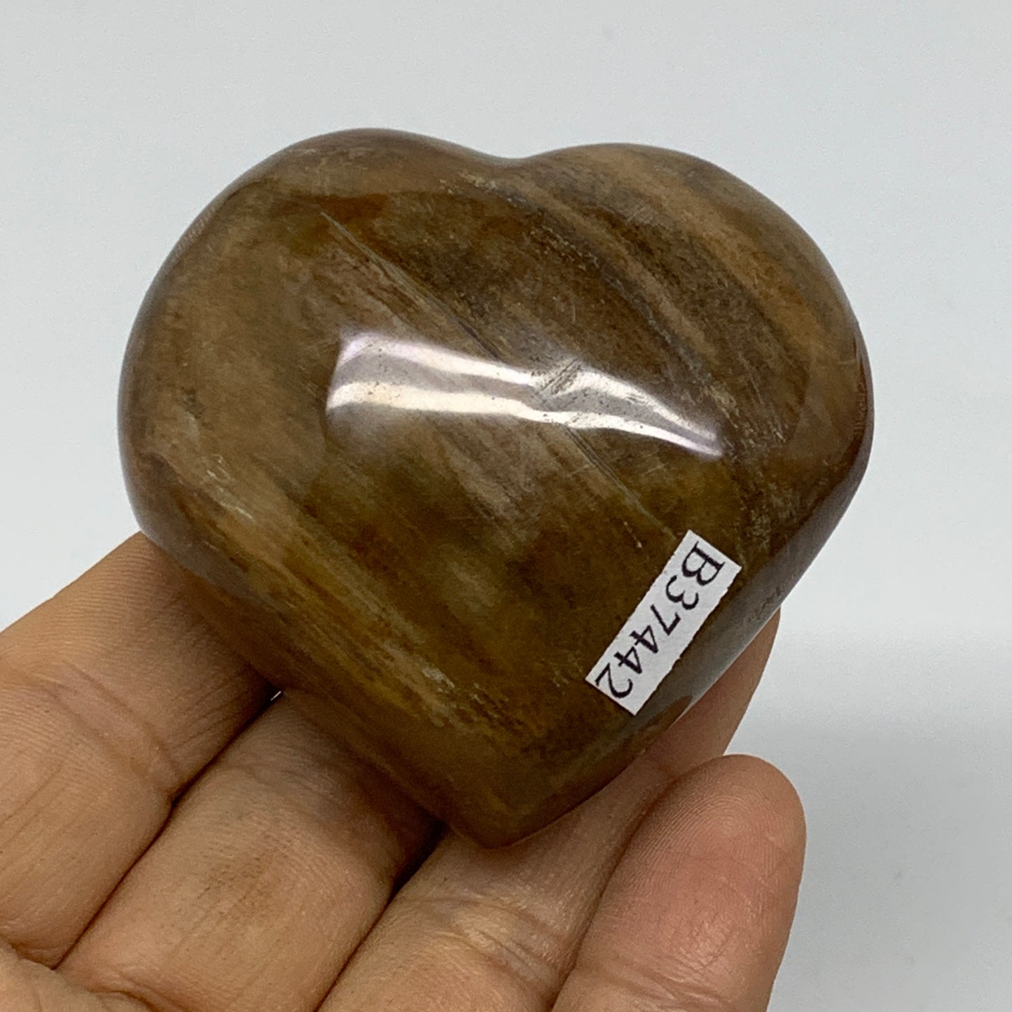 0.30 lbs, 2.2"x2.3"x1.3", Natural Petrified Wood Heart Polished Crystal, B37442