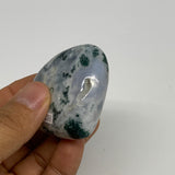 70.8g, 1.9"x2.1"x0.8", Natural Moss Agate Heart Crystal Gemstone @India, B29522