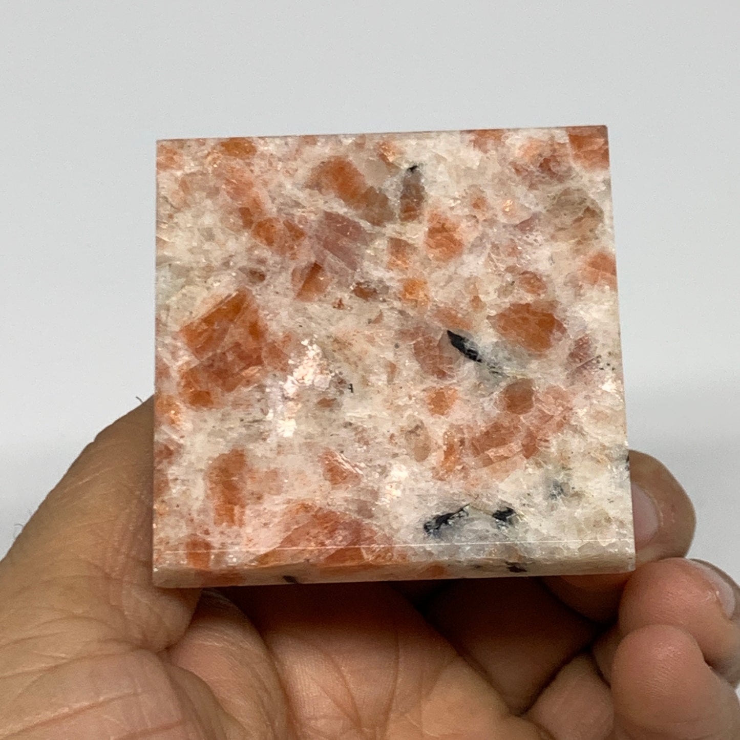 0.31 lbs, 1.6"x2.1"x2.1", Sunstone Pyramid Gemstone, Polished Gemstone, B31779