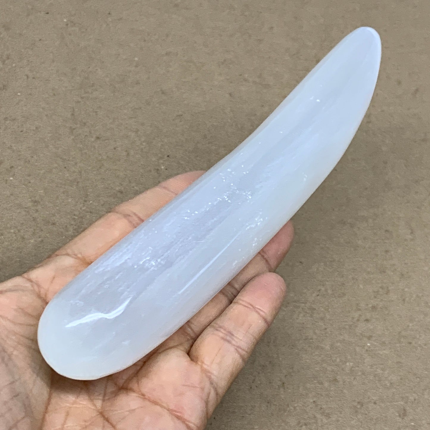 0.60 lbs, 7"x1.3", Natural Solid Selenite Crystal Wand Polished, B36498