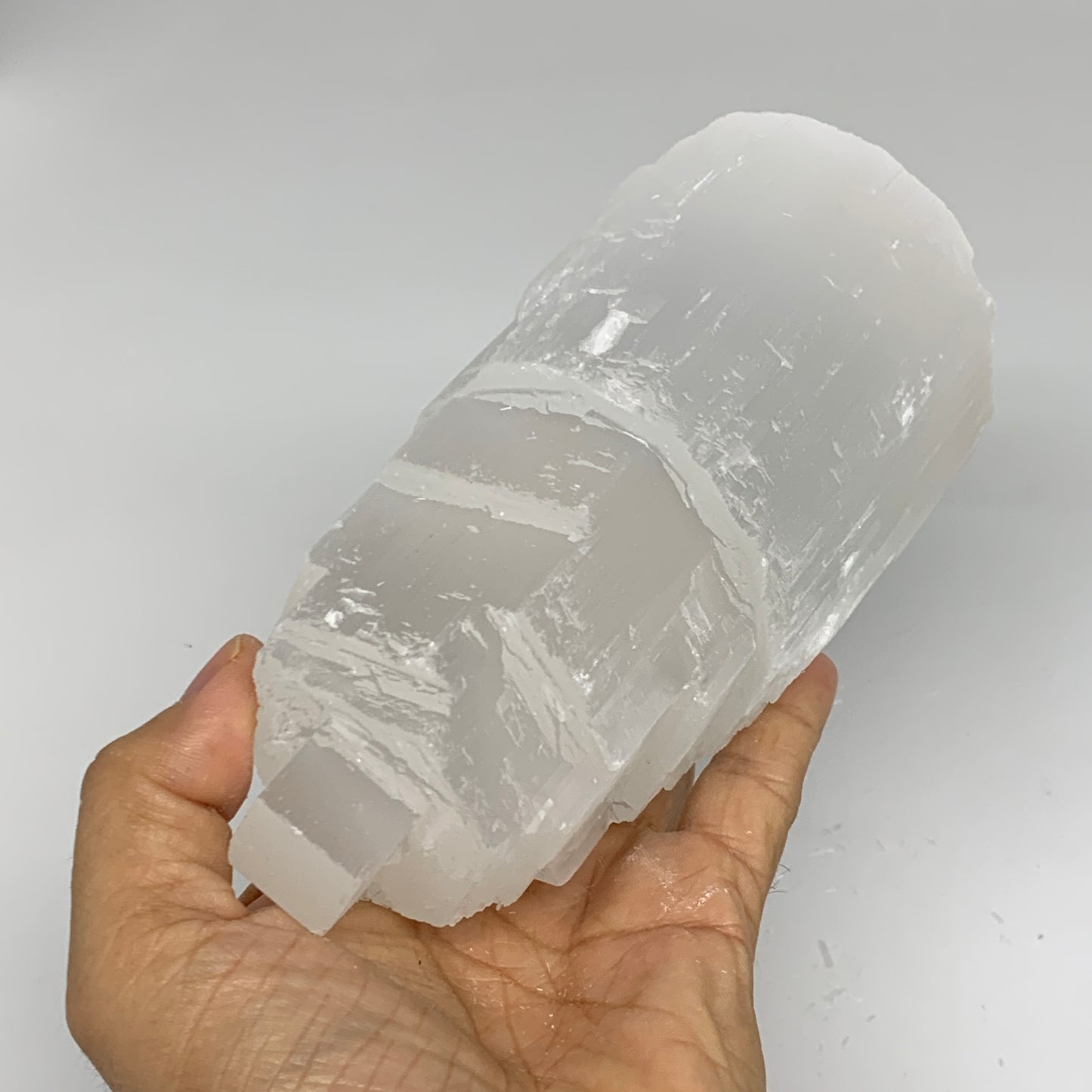 2 lbs, 6"x2.9", Raw Rough Selenite (Satin Spar) Lamp Tower, 6ft Chord, B35863