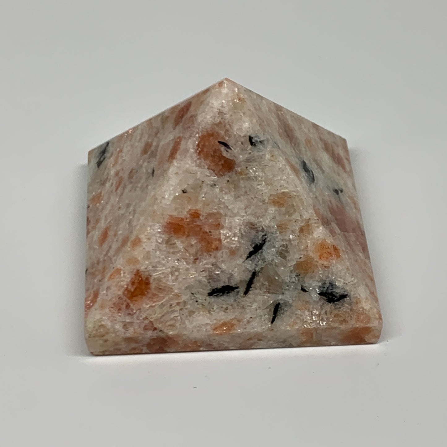 0.31 lbs, 1.6"x2.1"x2.1", Sunstone Pyramid Gemstone, Polished Gemstone, B31779