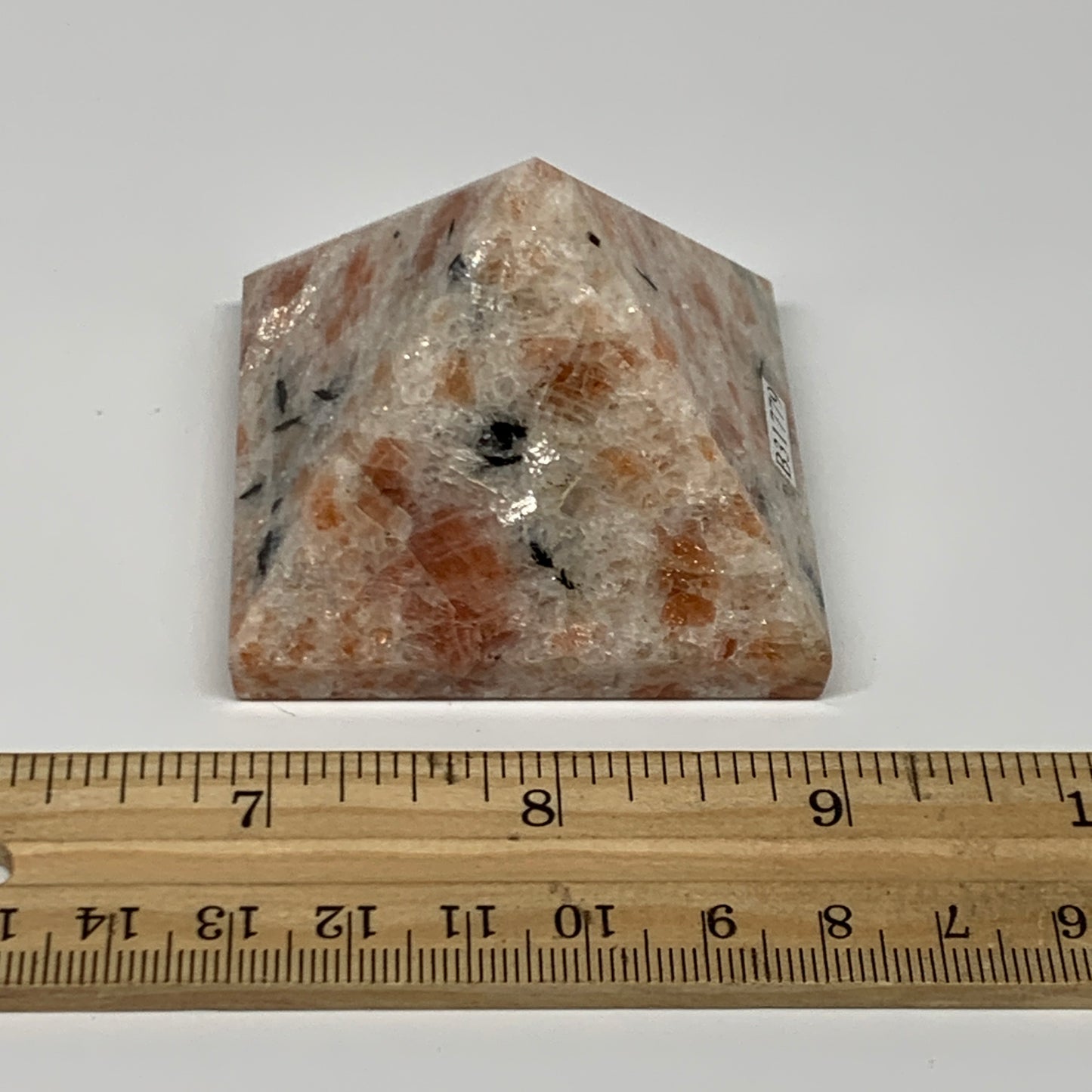 0.31 lbs, 1.6"x2.1"x2.1", Sunstone Pyramid Gemstone, Polished Gemstone, B31779