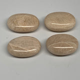 186.2g,1.8"-2", 4pcs, Peach Moonstone Crystal Palm-Stone Polished Reiki, B27972
