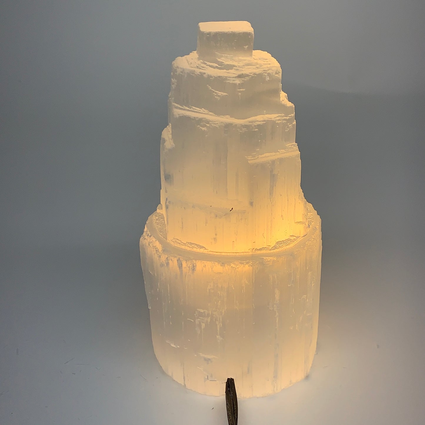 1.9 lbs, 6"x3.1", Raw Rough Selenite (Satin Spar) Lamp Tower, 6ft Chord, B35864