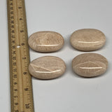186.2g,1.8"-2", 4pcs, Peach Moonstone Crystal Palm-Stone Polished Reiki, B27972