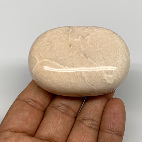 114.5g,2.4"x1.7"x1" Peach Moonstone Crystal Palm-Stone Polished Reiki, B27973