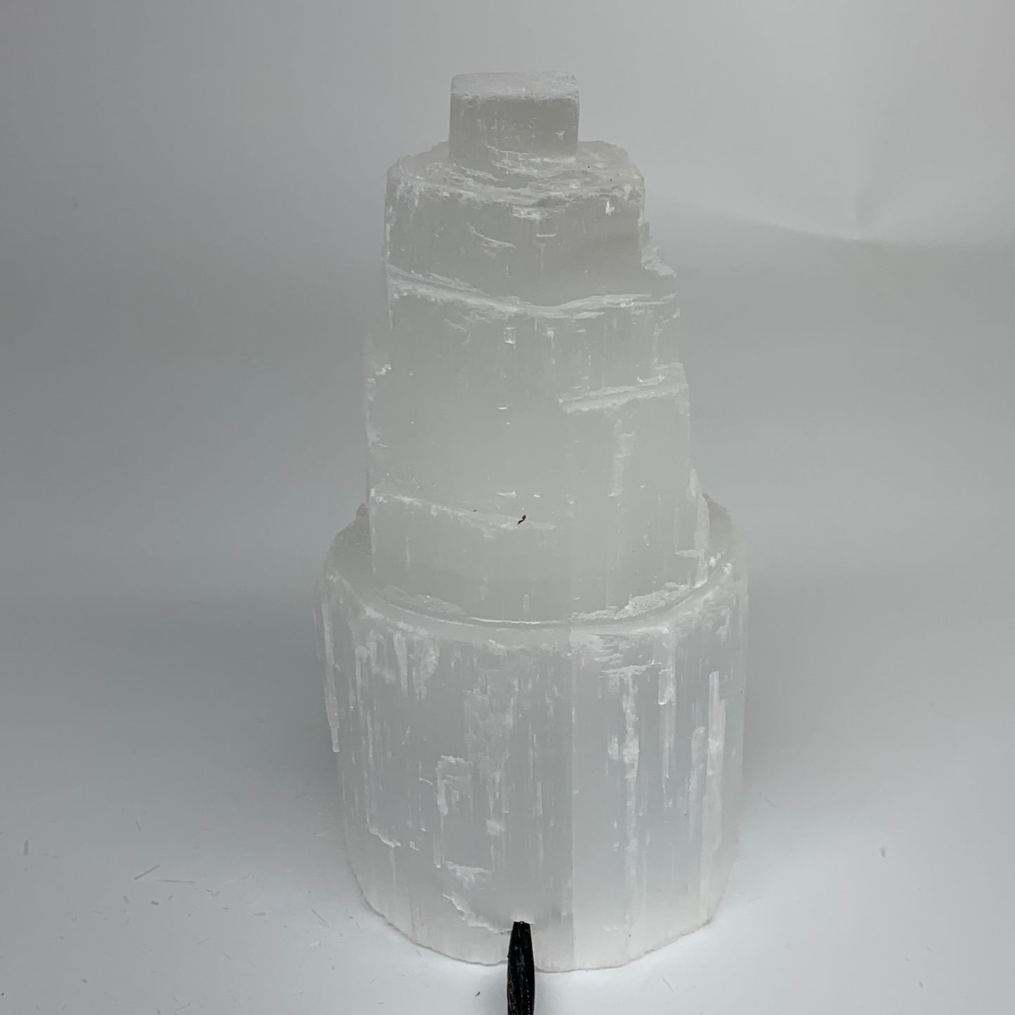 1.9 lbs, 6"x3.1", Raw Rough Selenite (Satin Spar) Lamp Tower, 6ft Chord, B35864