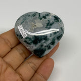 70.7g, 2"x2.1"x0.8", Natural Moss Agate Heart Crystal Gemstone @India, B29523