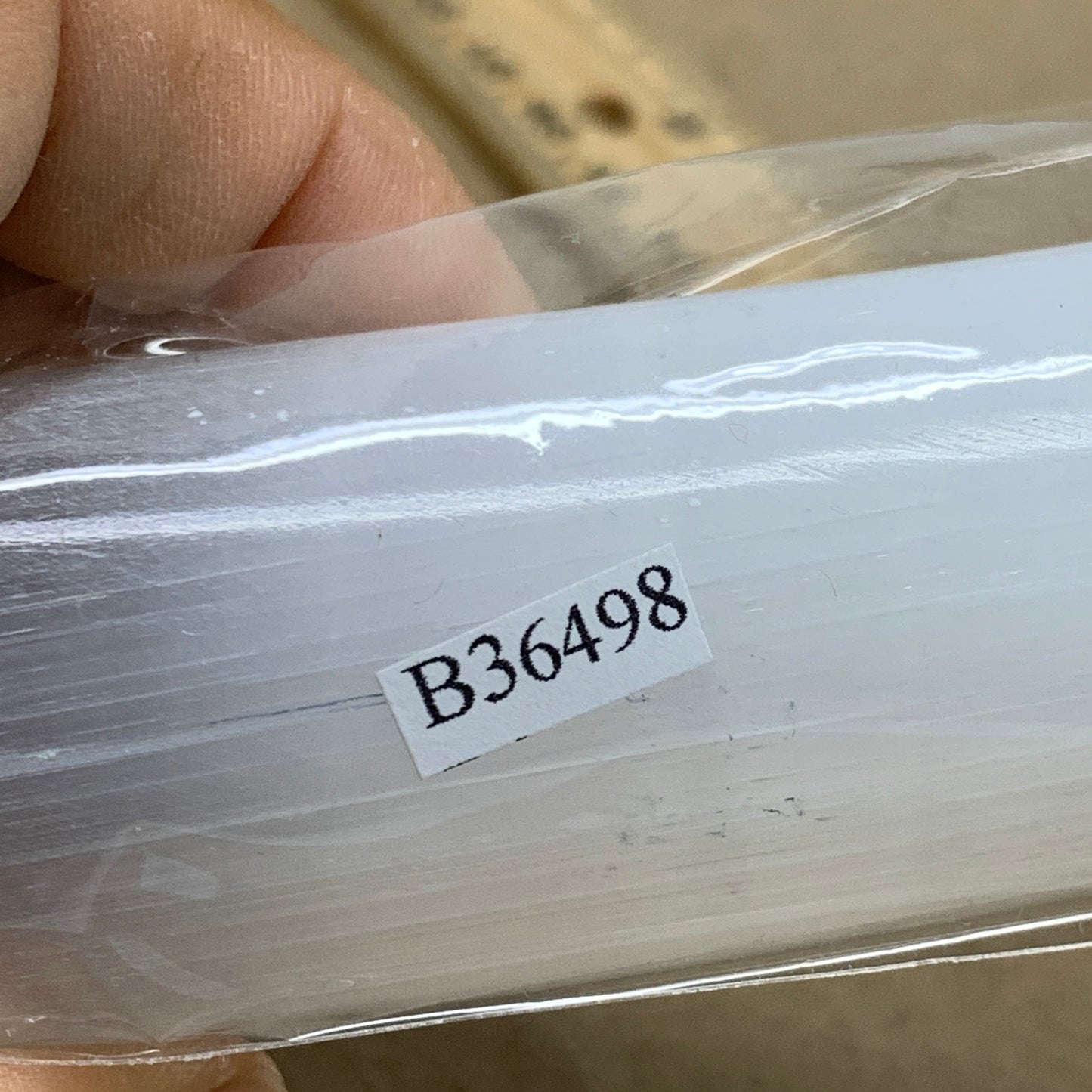 0.60 lbs, 7"x1.3", Natural Solid Selenite Crystal Wand Polished, B36498