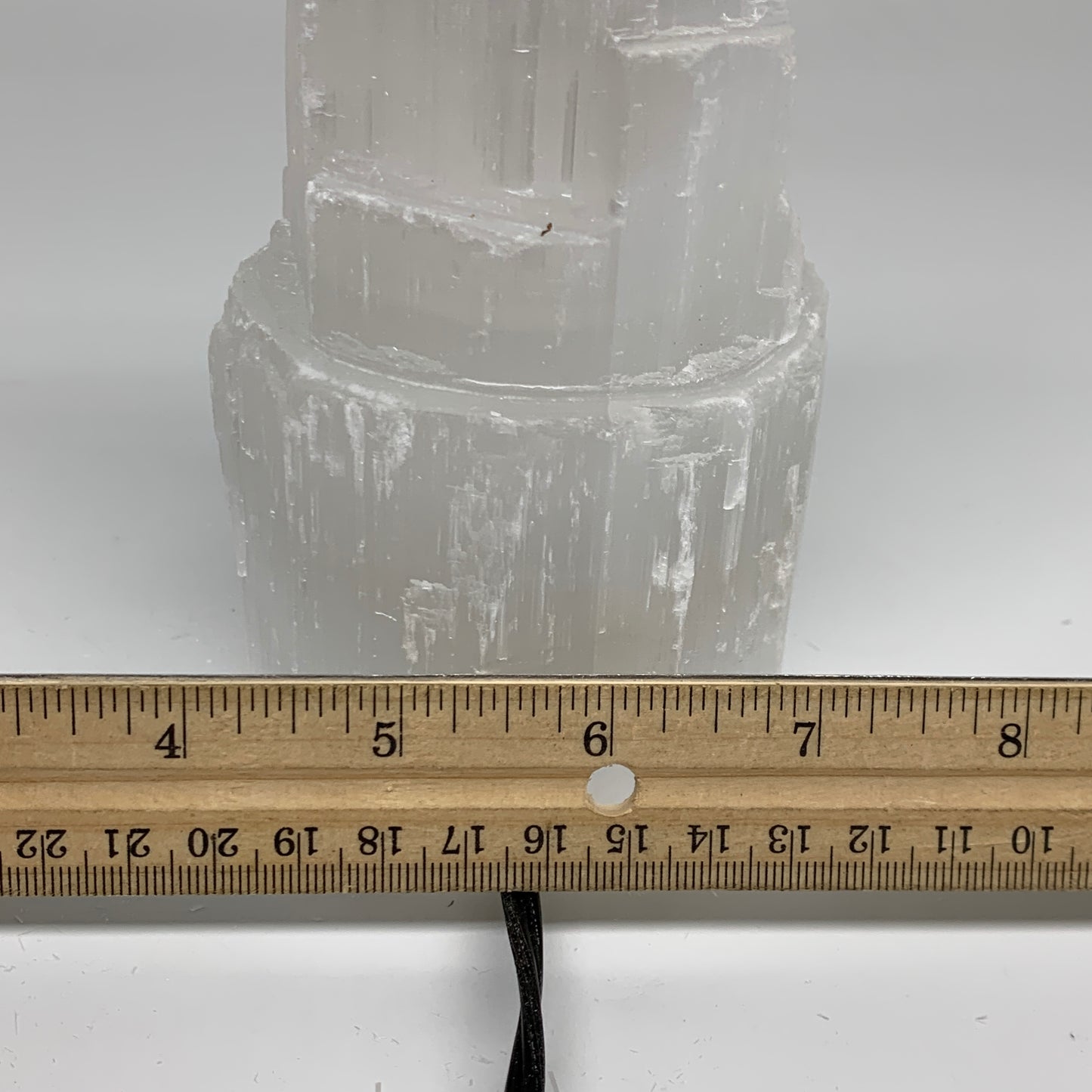1.9 lbs, 6"x3.1", Raw Rough Selenite (Satin Spar) Lamp Tower, 6ft Chord, B35864