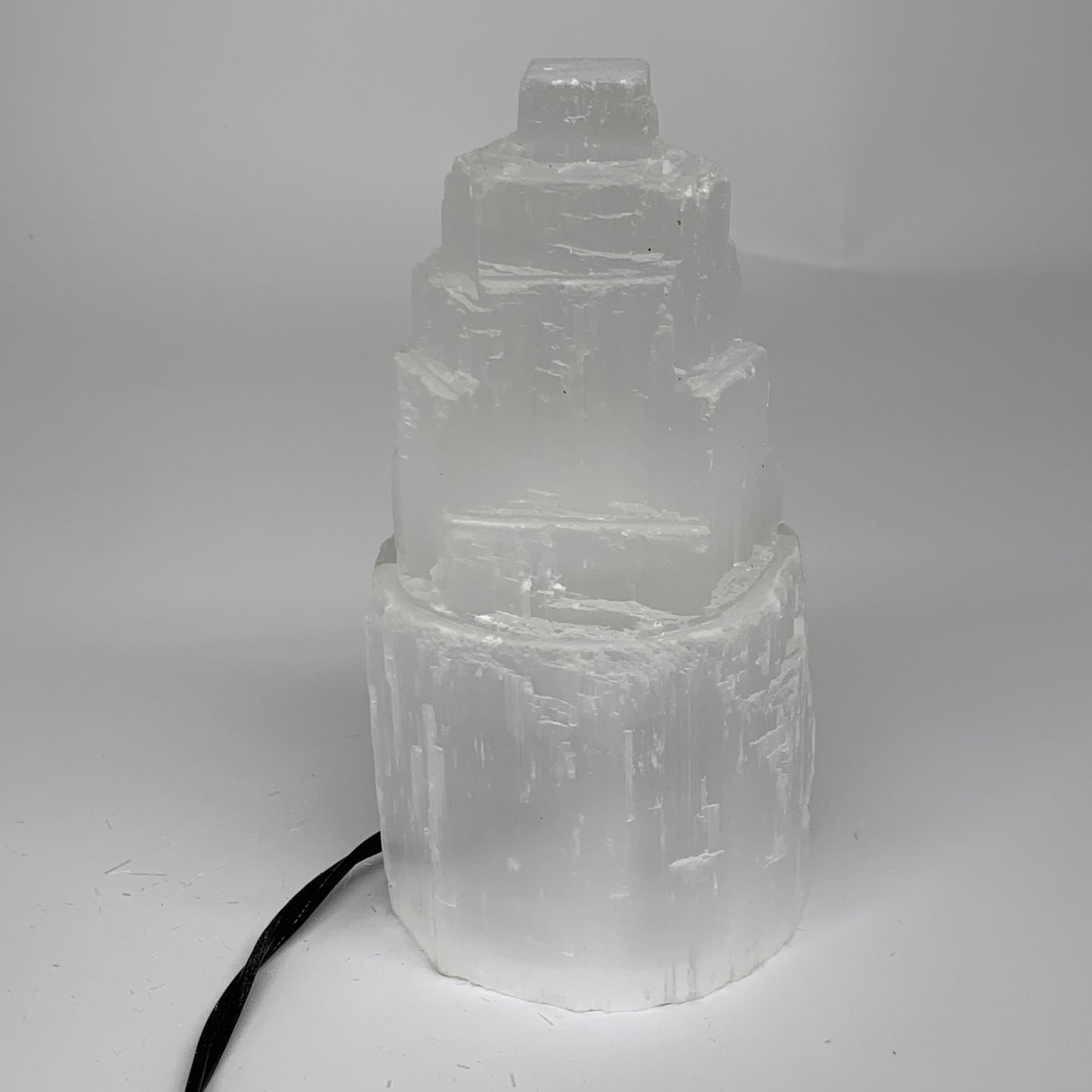 1.9 lbs, 6"x3.1", Raw Rough Selenite (Satin Spar) Lamp Tower, 6ft Chord, B35864