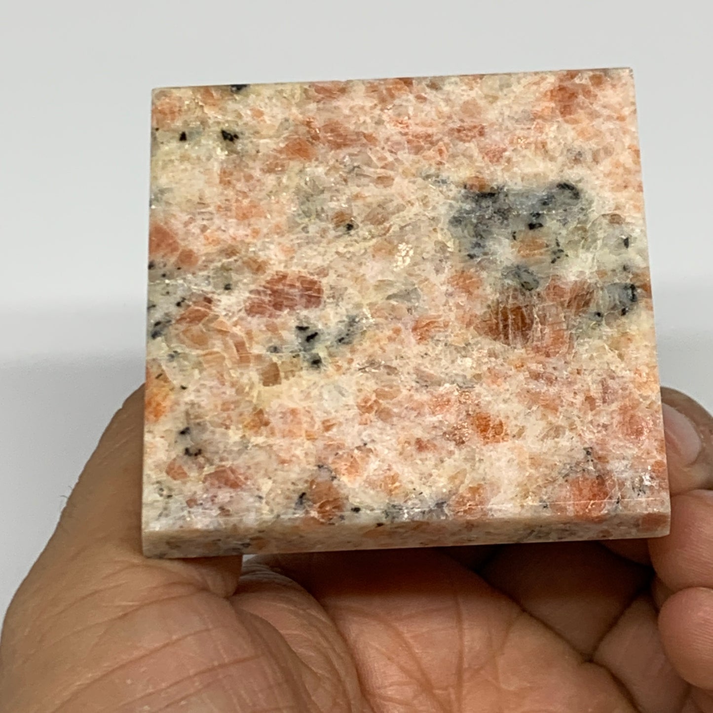 0.42 lbs, 2.1"x2.2"x2.2", Sunstone Pyramid Gemstone, Polished Gemstone, B31780