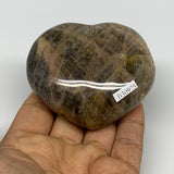 0.46 lbs, 2.5"x2.8"x1.3", Black Moonstone Heart Polished Crystal Home Decor, B30