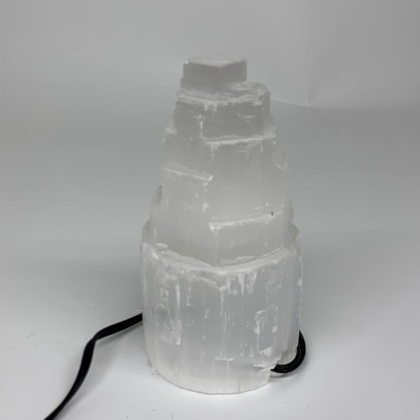 1.9 lbs, 6"x3.1", Raw Rough Selenite (Satin Spar) Lamp Tower, 6ft Chord, B35864