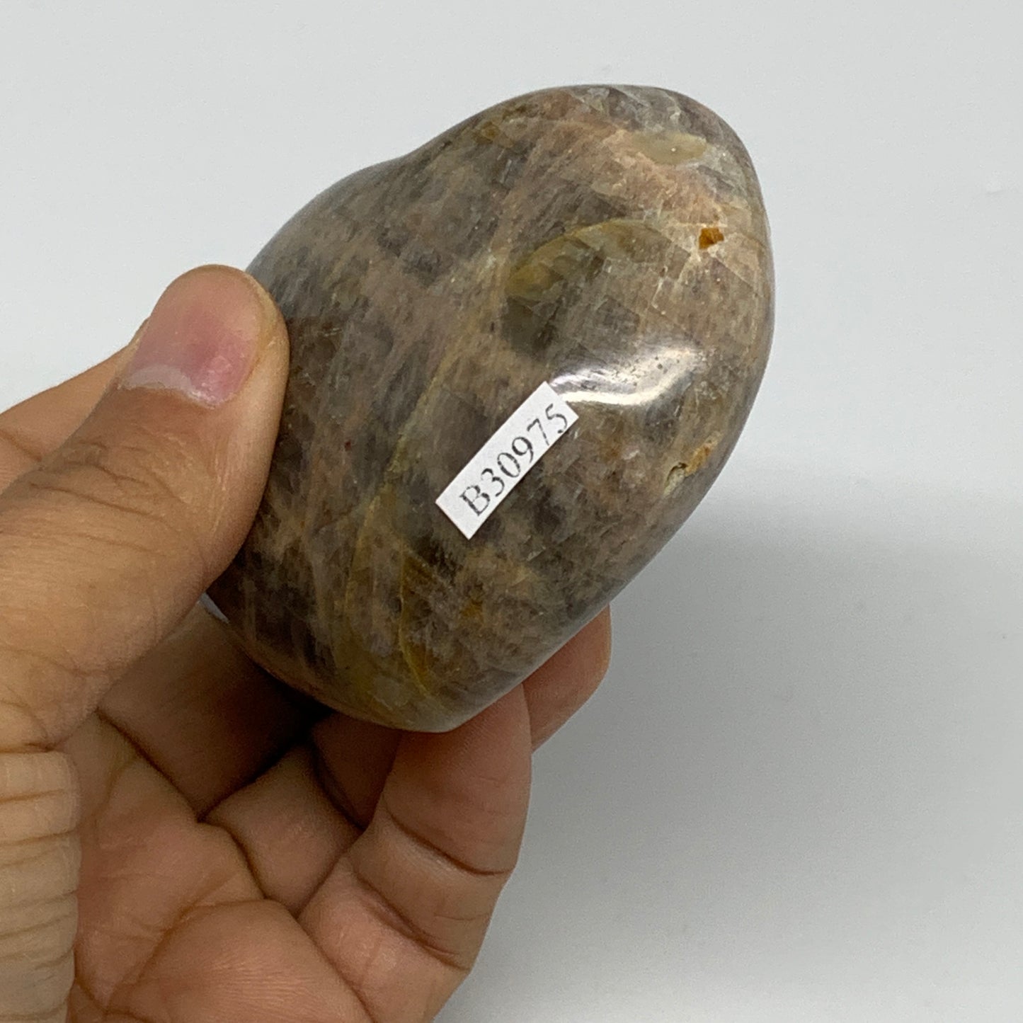 0.46 lbs, 2.5"x2.8"x1.3", Black Moonstone Heart Polished Crystal Home Decor, B30