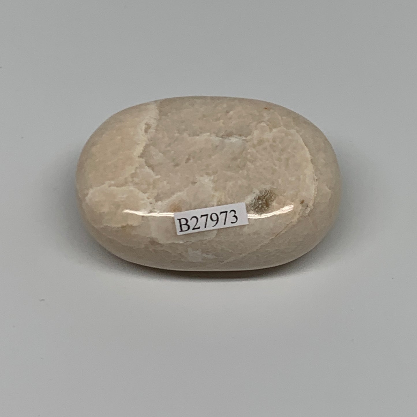 114.5g,2.4"x1.7"x1" Peach Moonstone Crystal Palm-Stone Polished Reiki, B27973