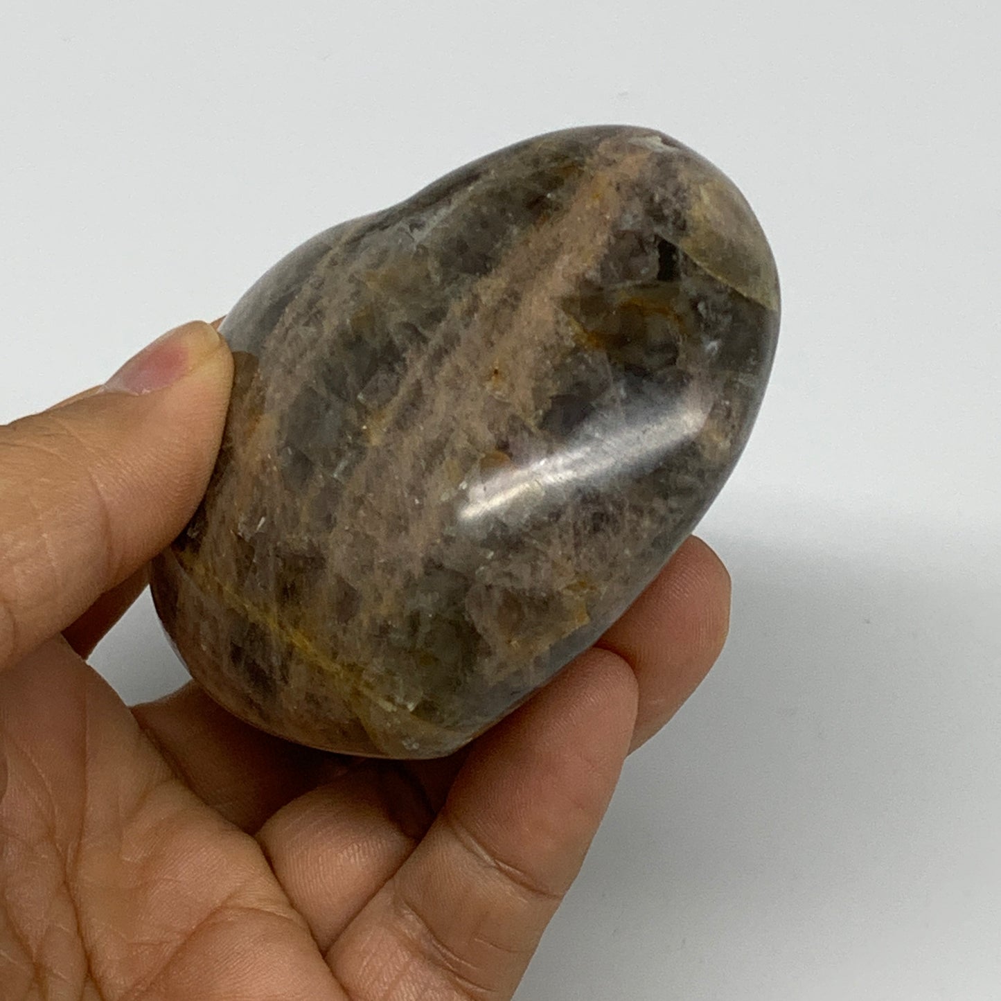 0.46 lbs, 2.5"x2.8"x1.3", Black Moonstone Heart Polished Crystal Home Decor, B30