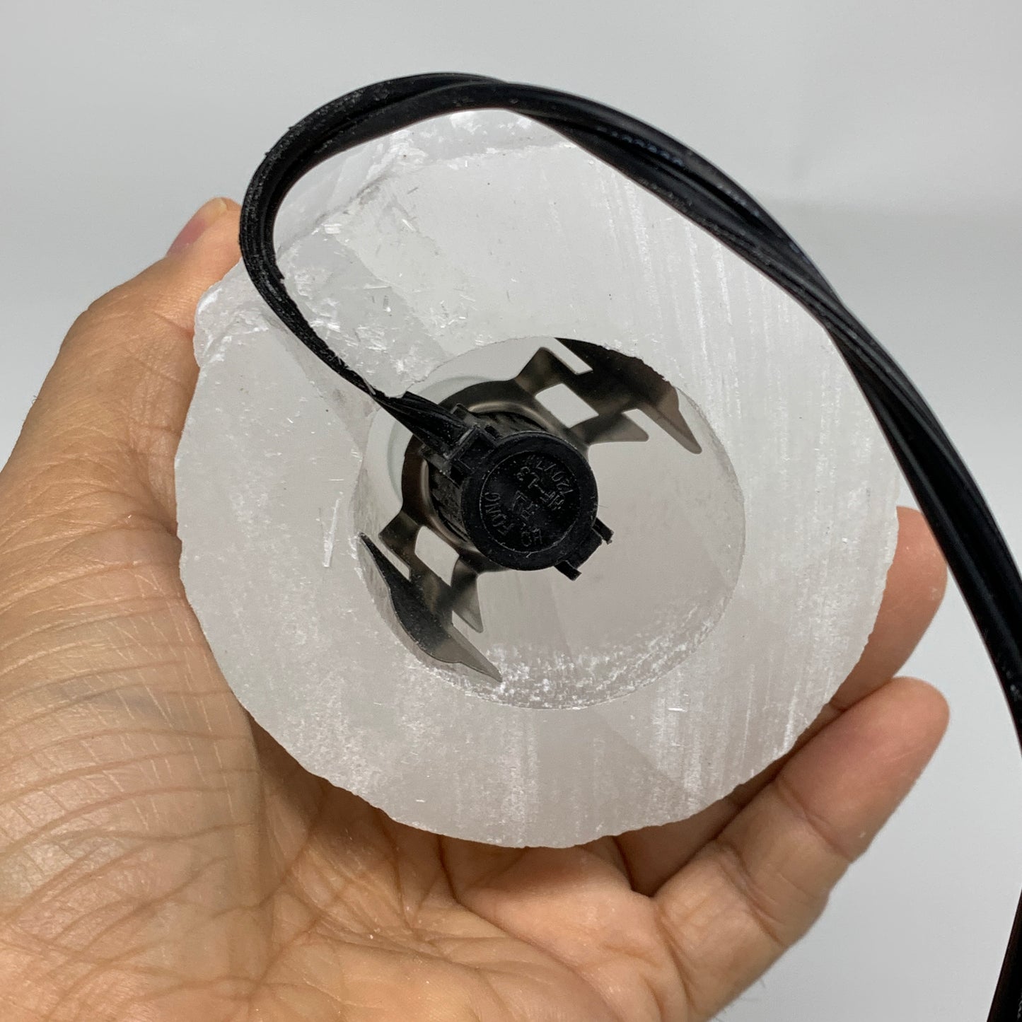 1.9 lbs, 6"x3.1", Raw Rough Selenite (Satin Spar) Lamp Tower, 6ft Chord, B35864