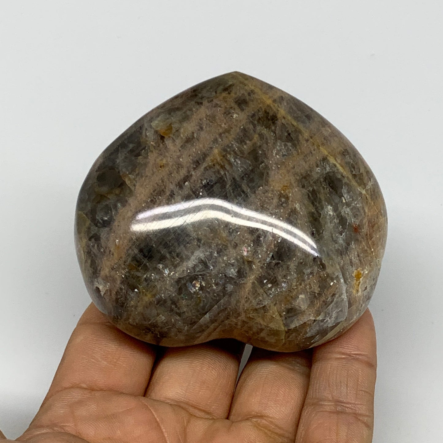 0.46 lbs, 2.5"x2.8"x1.3", Black Moonstone Heart Polished Crystal Home Decor, B30