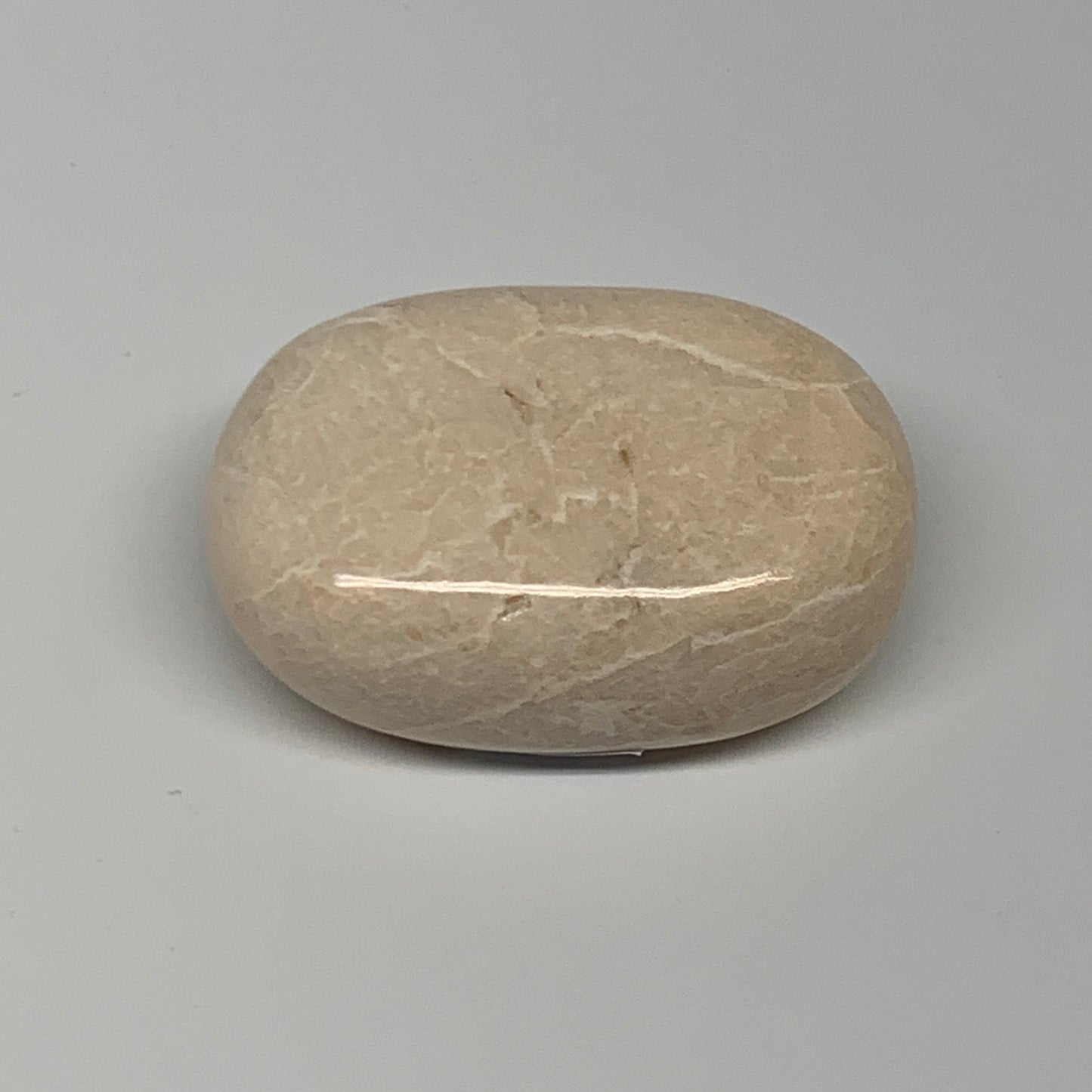 114.5g,2.4"x1.7"x1" Peach Moonstone Crystal Palm-Stone Polished Reiki, B27973