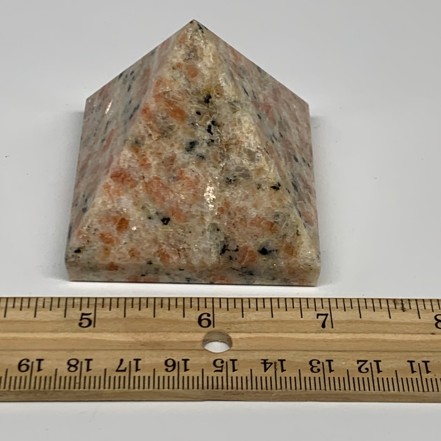 0.42 lbs, 2.1"x2.2"x2.2", Sunstone Pyramid Gemstone, Polished Gemstone, B31780