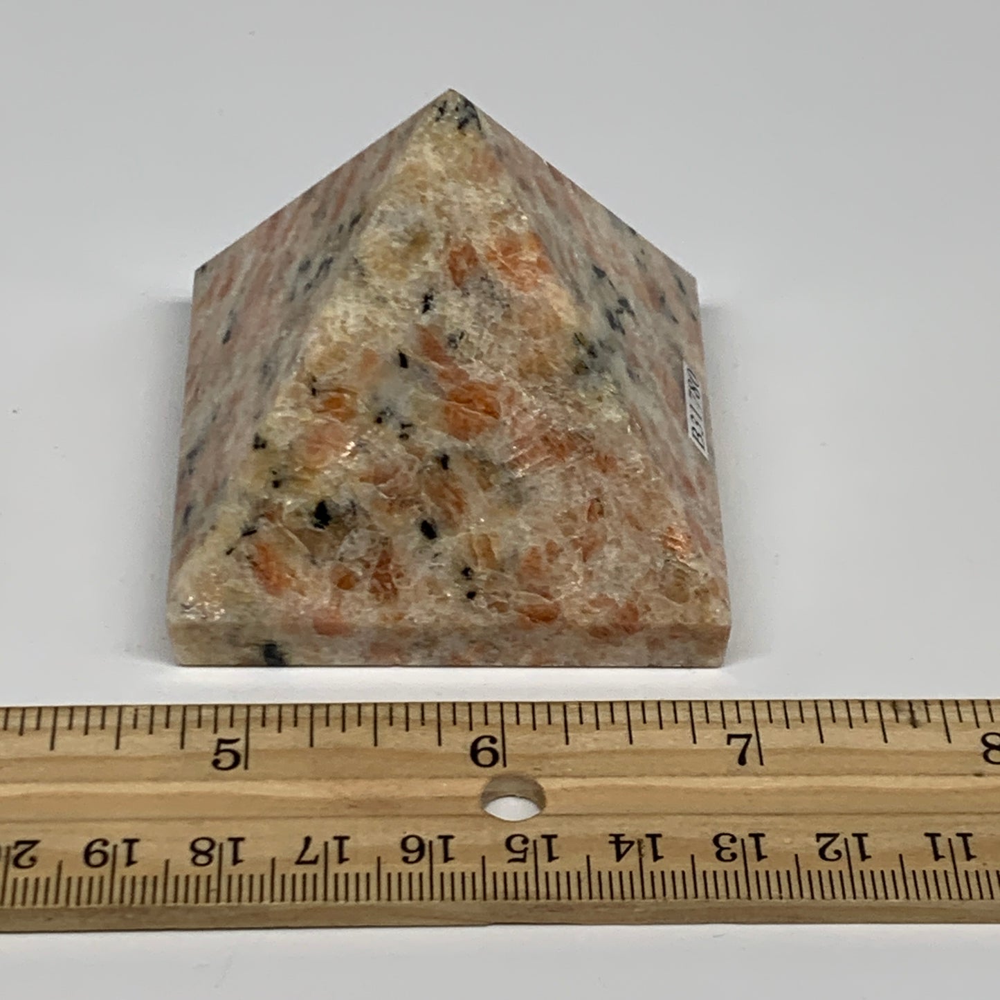 0.42 lbs, 2.1"x2.2"x2.2", Sunstone Pyramid Gemstone, Polished Gemstone, B31780