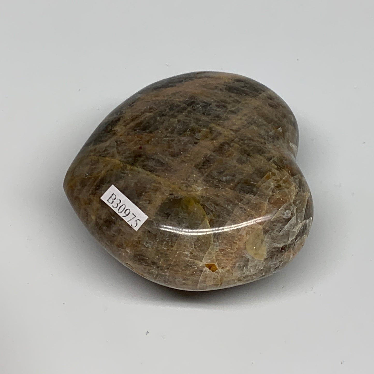 0.46 lbs, 2.5"x2.8"x1.3", Black Moonstone Heart Polished Crystal Home Decor, B30