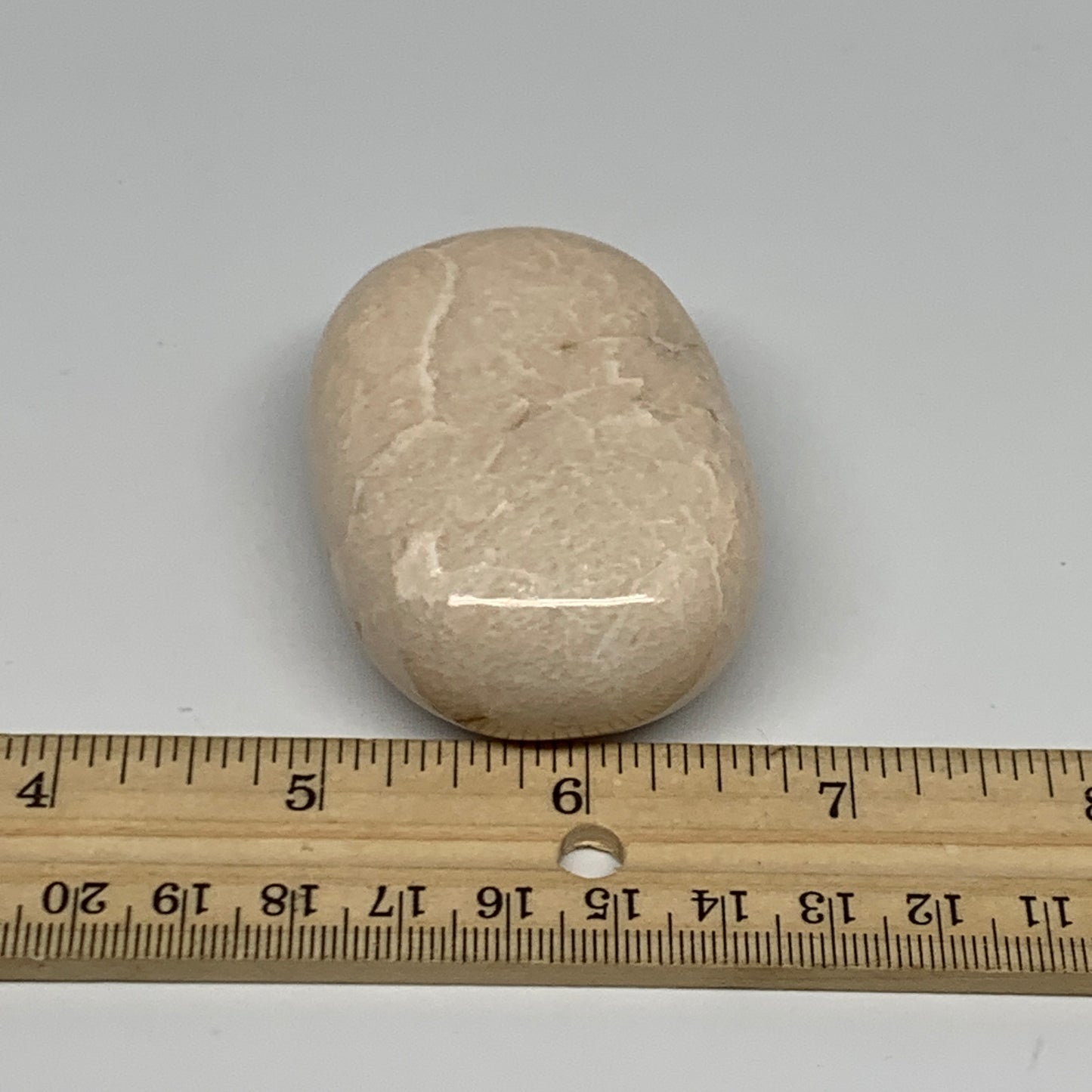 114.5g,2.4"x1.7"x1" Peach Moonstone Crystal Palm-Stone Polished Reiki, B27973