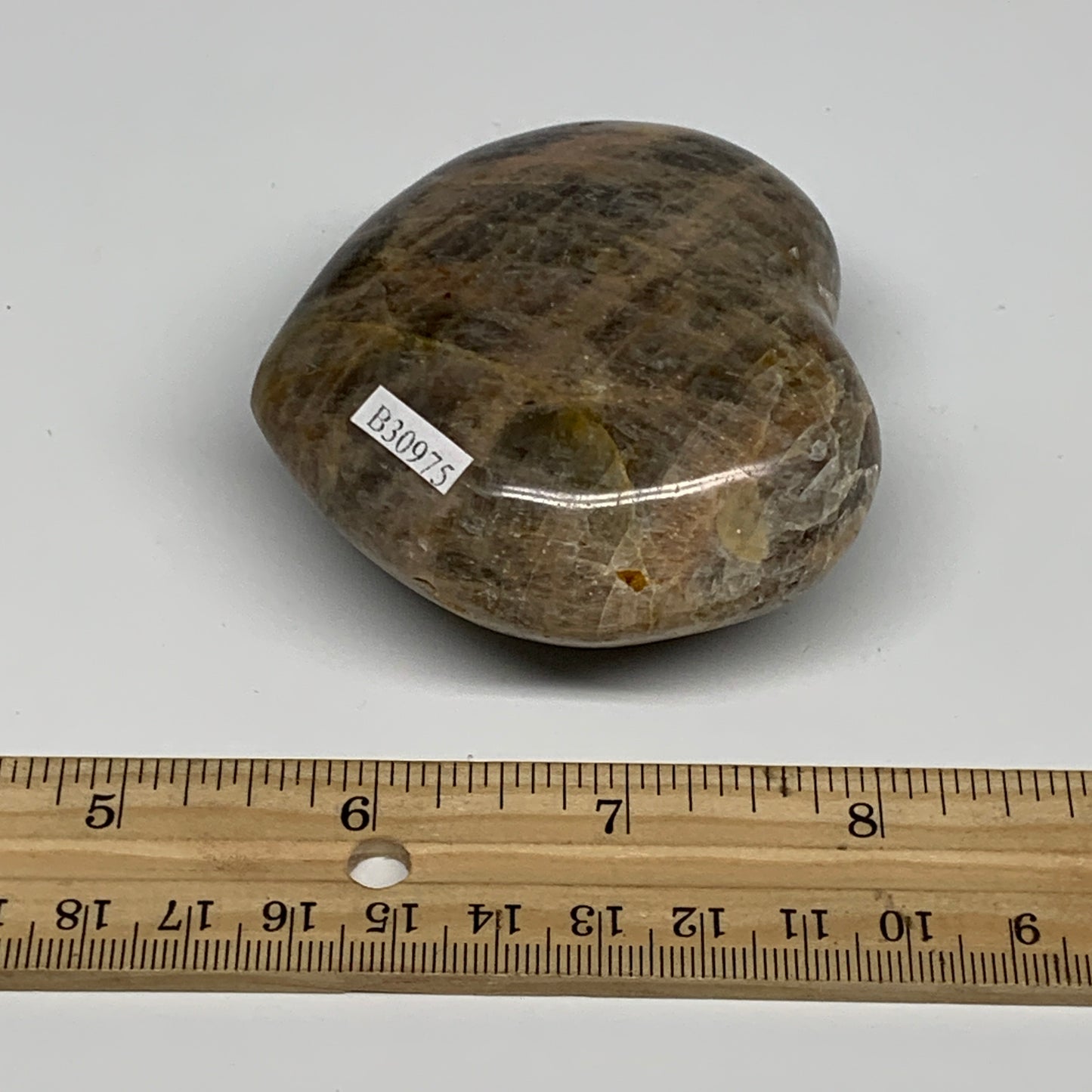 0.46 lbs, 2.5"x2.8"x1.3", Black Moonstone Heart Polished Crystal Home Decor, B30