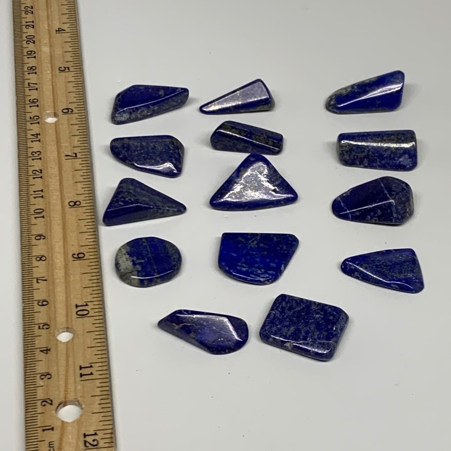 85.5g,0.9"-1.2", 14pcs, Natural Lapis Lazuli Tumbled Stone @Afghanistan, B30239