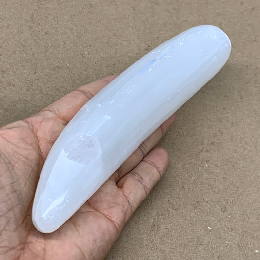 0.69 lbs, 7"x1.4", Natural Solid Selenite Crystal Wand Polished, B36500
