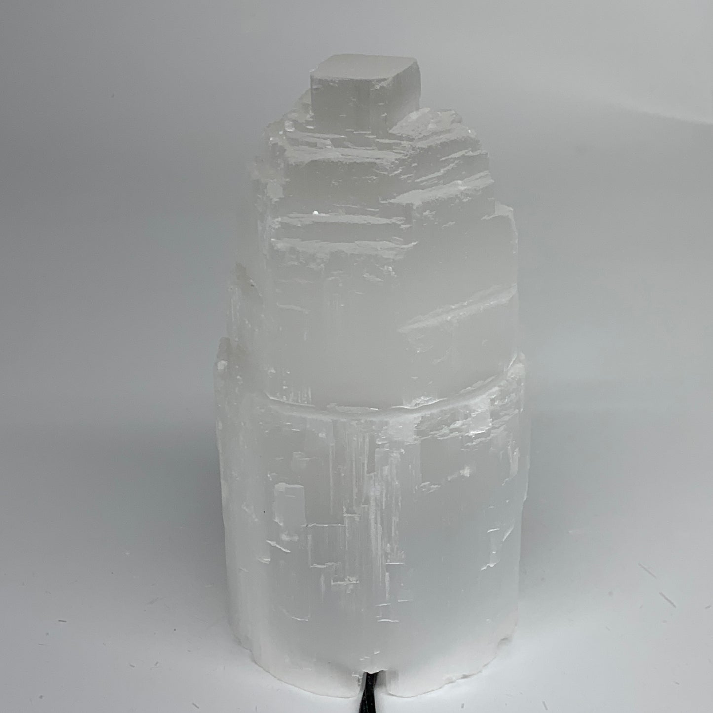 2.3 lbs, 6"x3.1", Raw Rough Selenite (Satin Spar) Lamp Tower, 6ft Chord, B35865