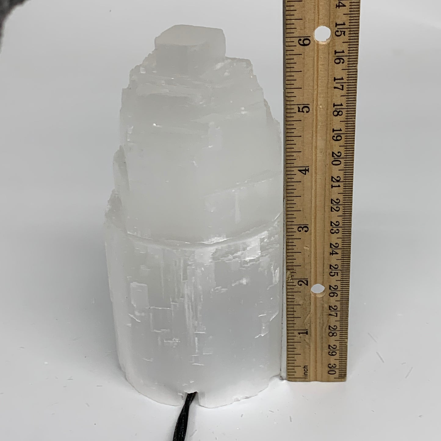 2.3 lbs, 6"x3.1", Raw Rough Selenite (Satin Spar) Lamp Tower, 6ft Chord, B35865