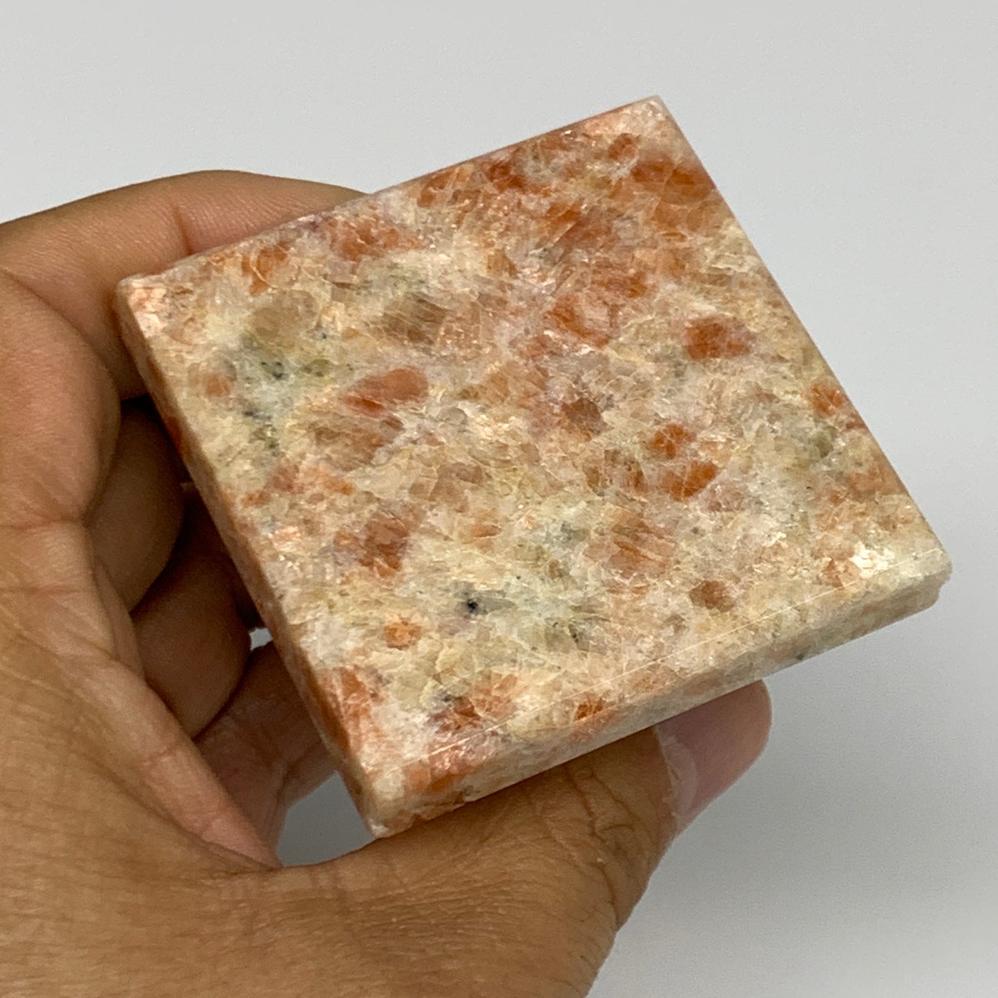 0.36 lbs, 1.9"x2.1"x2.1", Sunstone Pyramid Gemstone, Polished Gemstone, B31781