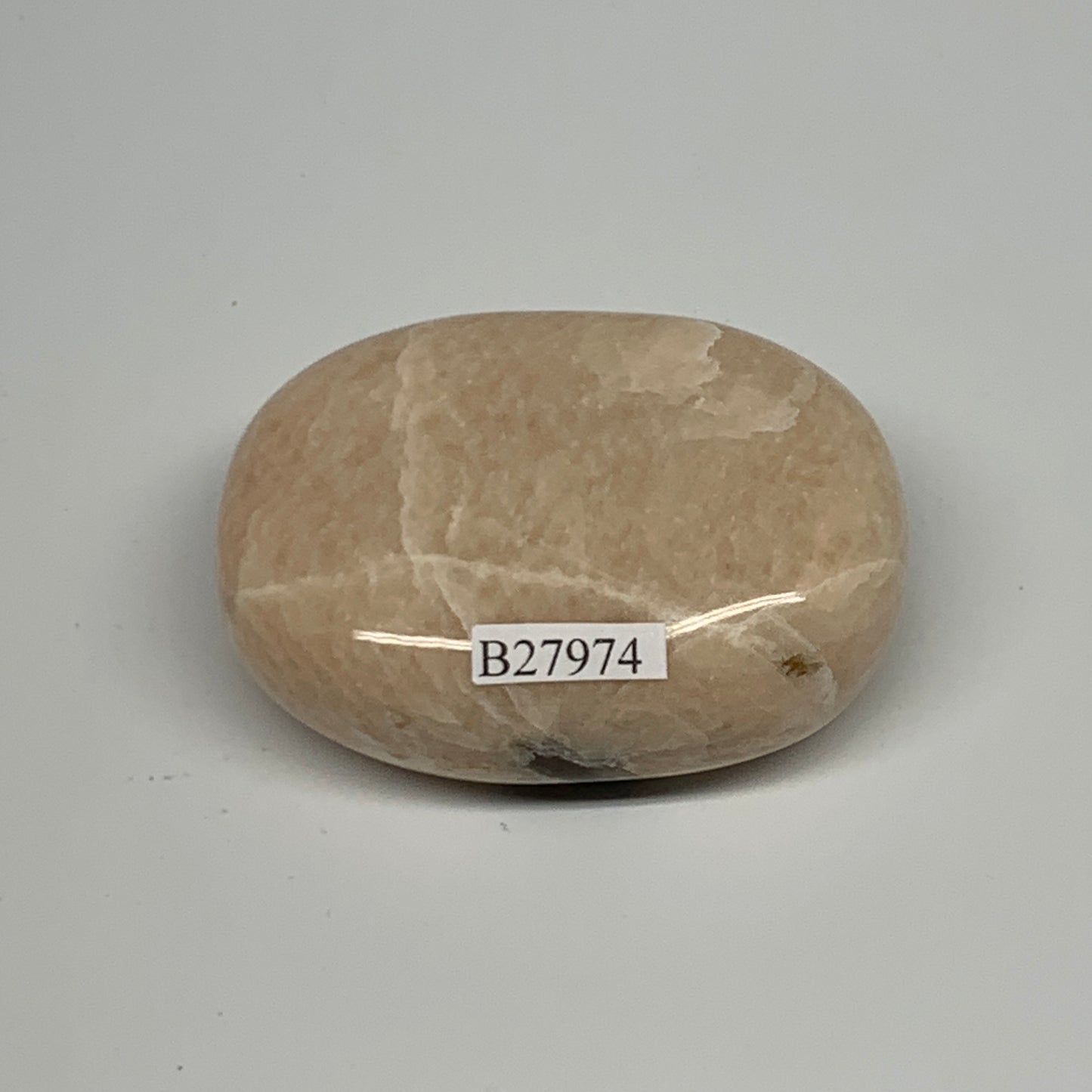 112.5g,2.3"x1.7"x1" Peach Moonstone Crystal Palm-Stone Polished Reiki, B27974