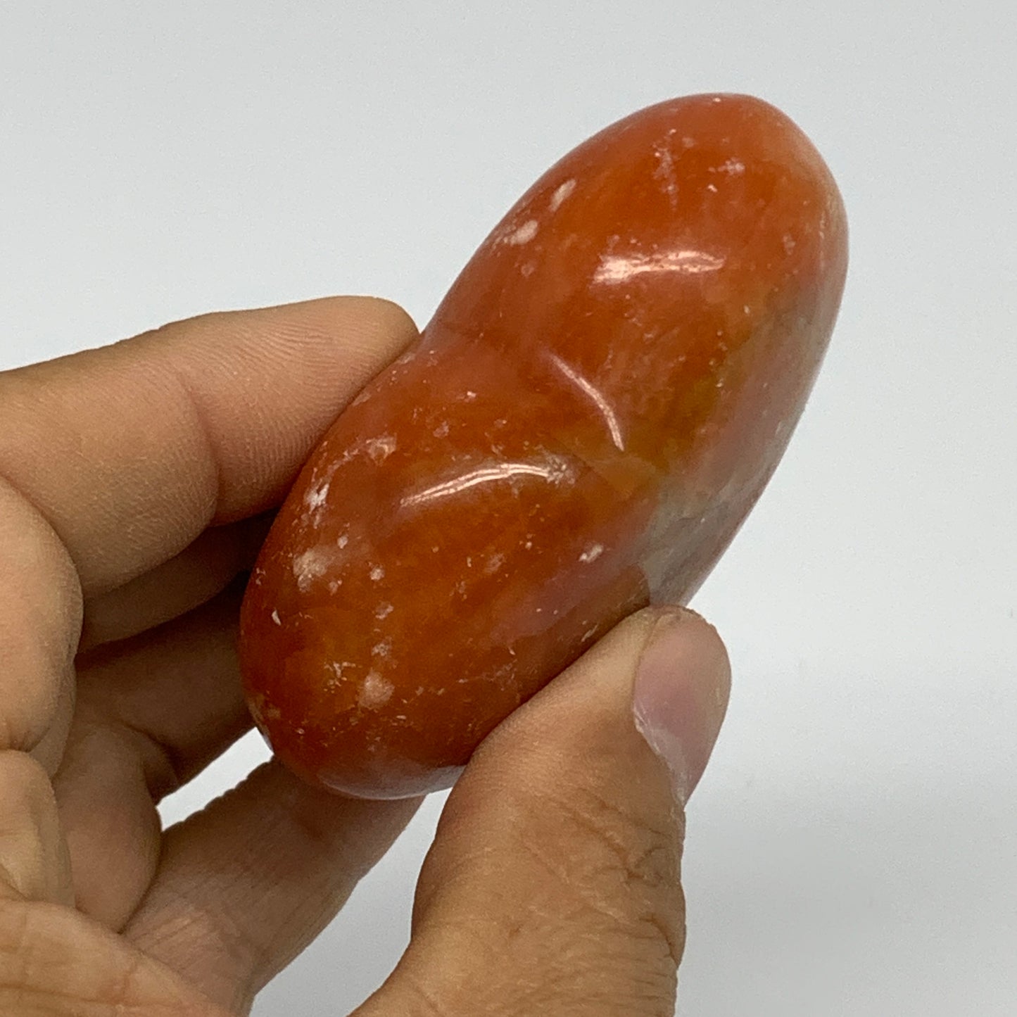 113.7g, 2.3"x2.6"x1" Orange Calcite Heart Gemstones from Madagascar, B33787