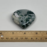 73g, 2"x2.1"x0.8", Natural Moss Agate Heart Crystal Gemstone @India, B29524